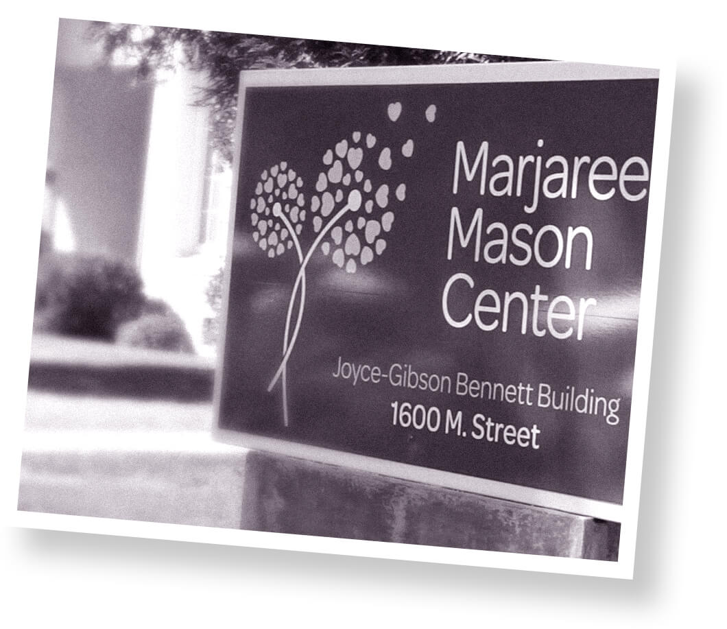 Photo of Marjaree Mason Center building sign